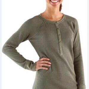 American Eagle long sleeve Henley shirt in waffle knit fabric women's XS (071)